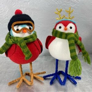 Super Cute Pair of Feather Friends Christmas Bird Figurines